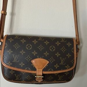 Louis Vuitton Brown Monogram Crossbody Bag with Brass Hardware